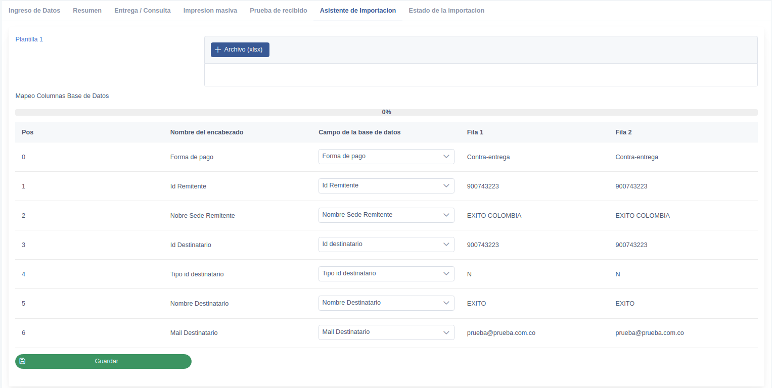 Guía de Transporte Nacional - Asistente de importación