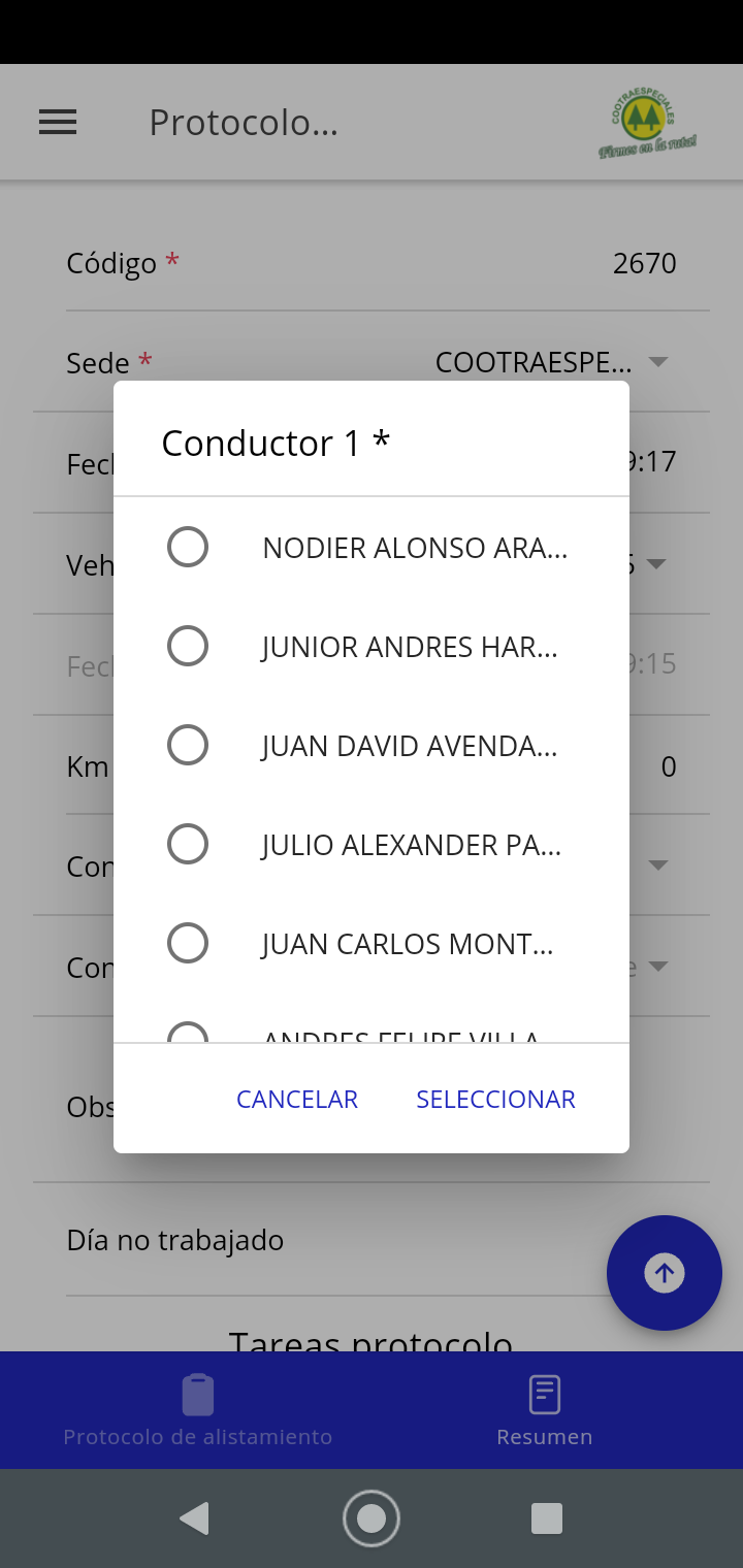 Aplicación móvil de protocolos de alistamiento